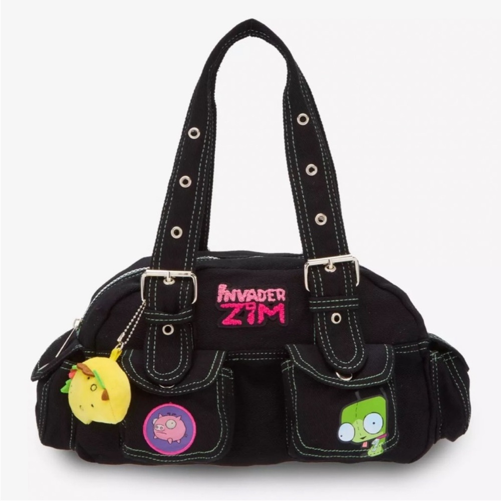 Invader Zim Black Denim Cargo Shoulder Bag